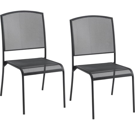 GLOBAL INDUSTRIAL Interion Outdoor Cafe Armless Stacking Chair, Steel Mesh, Black, 2PK 262085BK